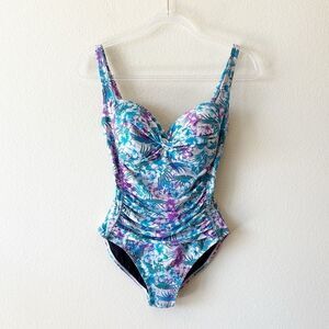 Simply Swim Floral Ruched One Piece Swimsuit